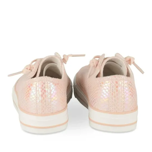 Baskets Toile ROSE Fille Motif Iridescent Elastique