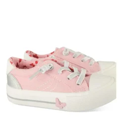 Baskets Toile ROSE Fille Motif Paillettes Elastique