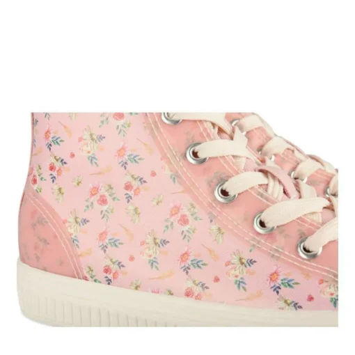 Baskets Toile ROSE Fille Motif Iridescent Lacets