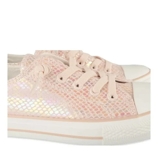 Baskets Toile ROSE Fille Motif Iridescent Elastique