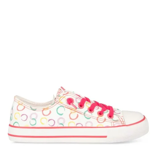 Baskets Toile ROUGE Fille Elastique