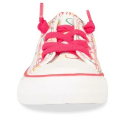 Baskets Toile ROUGE Fille Elastique