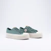 Baskets VERT Femme Motif Uni Lacets