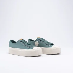 Baskets VERT Femme Motif Uni Lacets