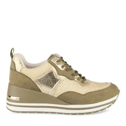 Baskets VERT Femme Motif Uni Lacets