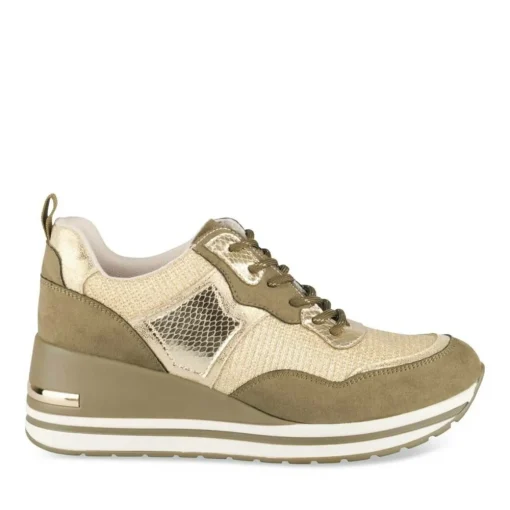 Baskets VERT Femme Motif Uni Lacets