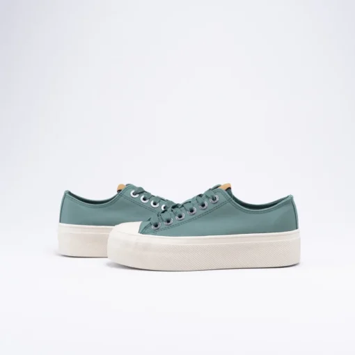 Baskets VERT Femme Motif Uni Lacets