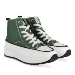 Baskets VERT Femme Motif Uni Lacets
