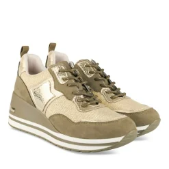 Baskets VERT Femme Motif Uni Lacets