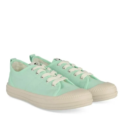 Baskets VERT Femme Motif Uni Lacets