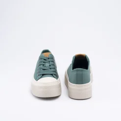 Baskets VERT Femme Motif Uni Lacets