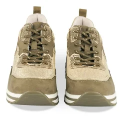 Baskets VERT Femme Motif Uni Lacets