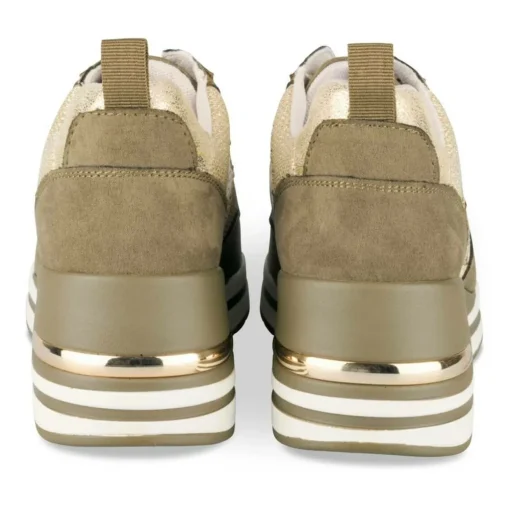 Baskets VERT Femme Motif Uni Lacets