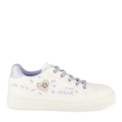 Baskets VIOLET Fille Motif Coeurs Lacets