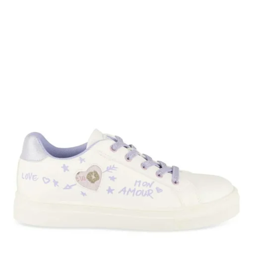Baskets VIOLET Fille Motif Coeurs Lacets