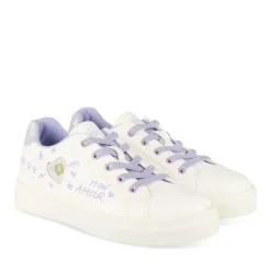 Baskets VIOLET Fille Motif Coeurs Lacets