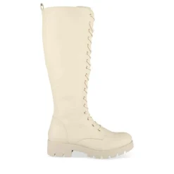 Bottes BEIGE Femme Motif Uni Lacets