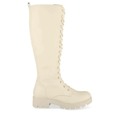 Bottes BEIGE Femme Motif Uni Lacets
