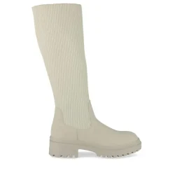 Bottes BEIGE Femme Motif Uni A Enfiler