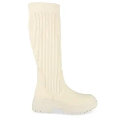 Bottes BEIGE Femme Motif Uni A Enfiler