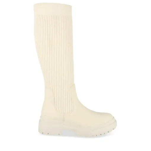 Bottes BEIGE Femme Motif Uni A Enfiler