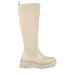 Bottes BEIGE Femme Motif Uni Fermeture éclair