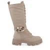 Bottes BEIGE Femme Motif Uni Lacets