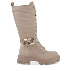 Bottes BEIGE Femme Motif Uni Lacets