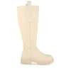 Bottes BEIGE Femme Motif Uni Fermeture éclair