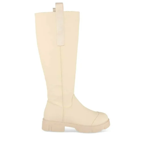 Bottes BEIGE Femme Motif Uni Fermeture éclair