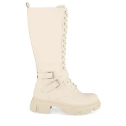 Bottes BEIGE Femme Motif Uni Lacets