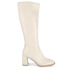 Bottes BEIGE Femme Motif Vernis Fermeture éclair