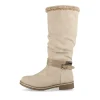 Bottes BEIGE Femme Motif Uni A Enfiler