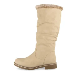 Bottes BEIGE Femme Motif Uni A Enfiler