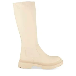 Bottes BEIGE Femme Motif Uni Elastique