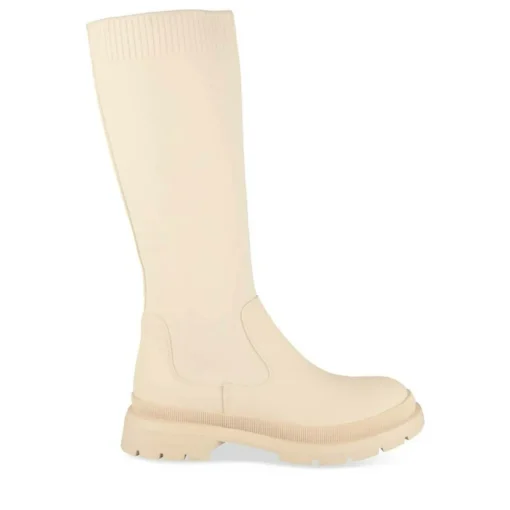 Bottes BEIGE Femme Motif Uni Elastique