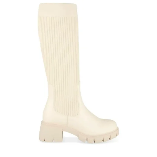 Bottes BEIGE Femme Motif Uni Elastique
