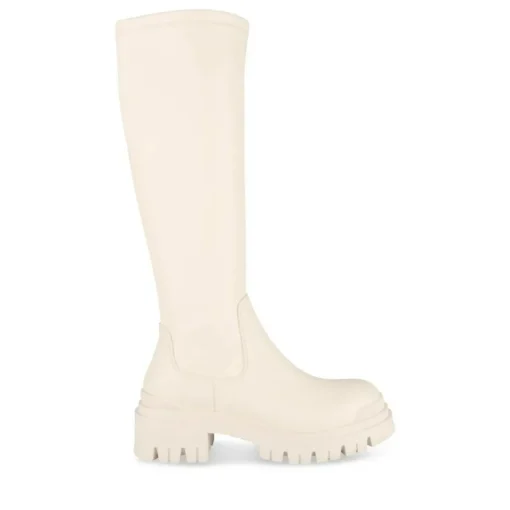 Bottes BEIGE Femme Motif Uni A Enfiler
