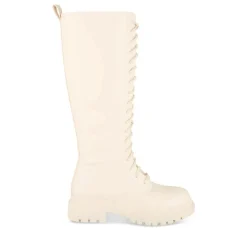 Bottes BEIGE Femme Motif Uni Lacets