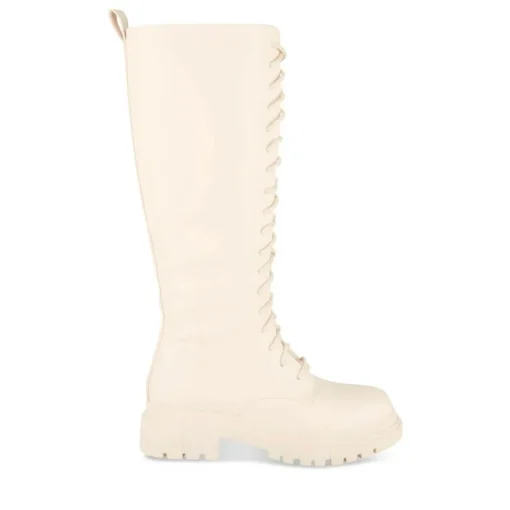 Bottes BEIGE Femme Motif Uni Lacets