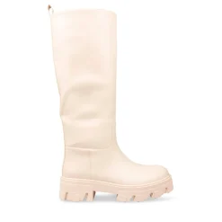 Bottes BEIGE Femme Motif Uni A Enfiler