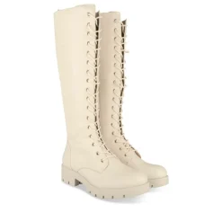 Bottes BEIGE Femme Motif Uni Lacets