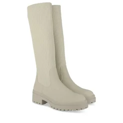 Bottes BEIGE Femme Motif Uni A Enfiler
