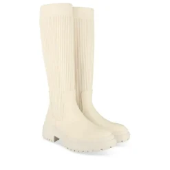 Bottes BEIGE Femme Motif Uni A Enfiler