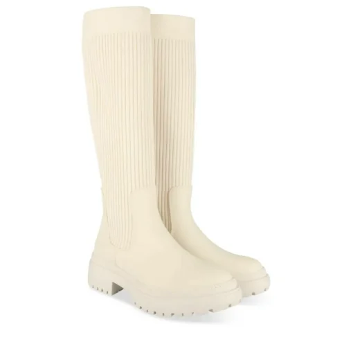 Bottes BEIGE Femme Motif Uni A Enfiler