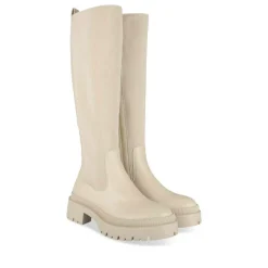 Bottes BEIGE Femme Motif Uni Fermeture éclair
