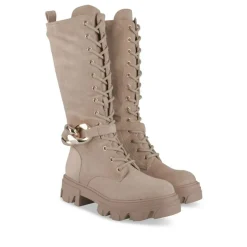 Bottes BEIGE Femme Motif Uni Lacets