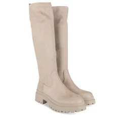Bottes BEIGE Femme Motif Uni Fermeture éclair