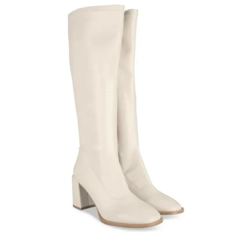 Bottes BEIGE Femme Motif Vernis Fermeture éclair