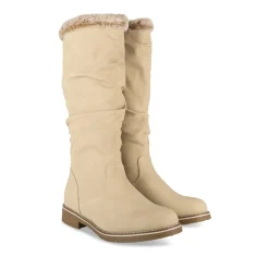 Bottes BEIGE Femme Motif Uni A Enfiler